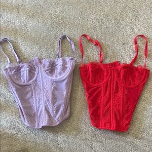 Elegant Lace Corset Top - Red and Lavender
